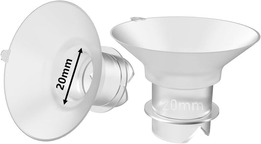 2pcs Upgraded Flange Inserts 20mm Compatible with Momcozy/Medela/Spectra/eufy/Elvie/Lansinoh/TSRETE/Paruu Wearable Pump with 24mm Shields/Flanges, Reduce 24mm Nipple Tunnel Down to 20mm