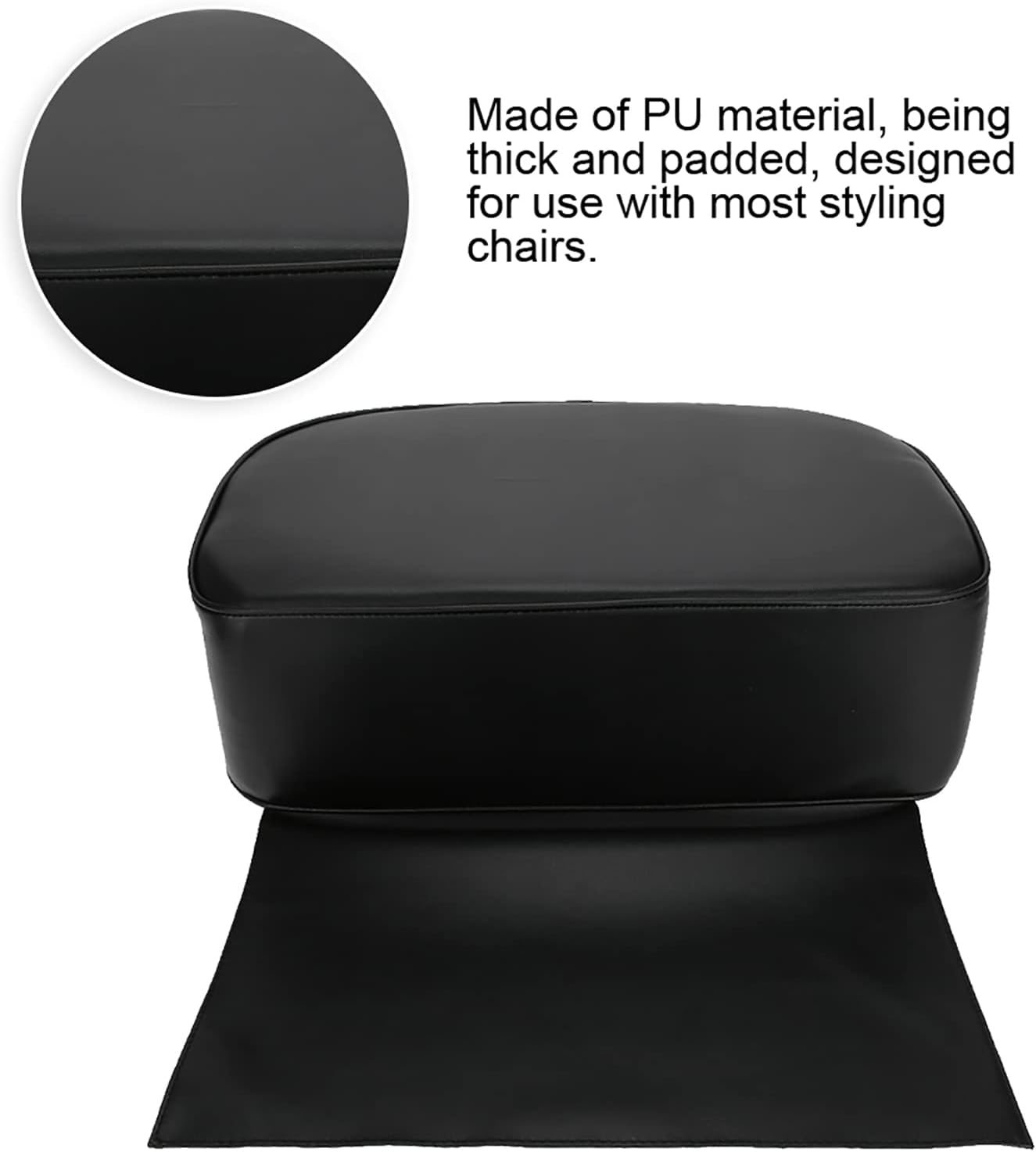 Salon Booster Seat Cushion for Hair Cutting, PU Barber Booster Salon Chair for Hair Stylist, Portable Barber Chairs Spa Equipment, Black, 19.3 x 6.1inch