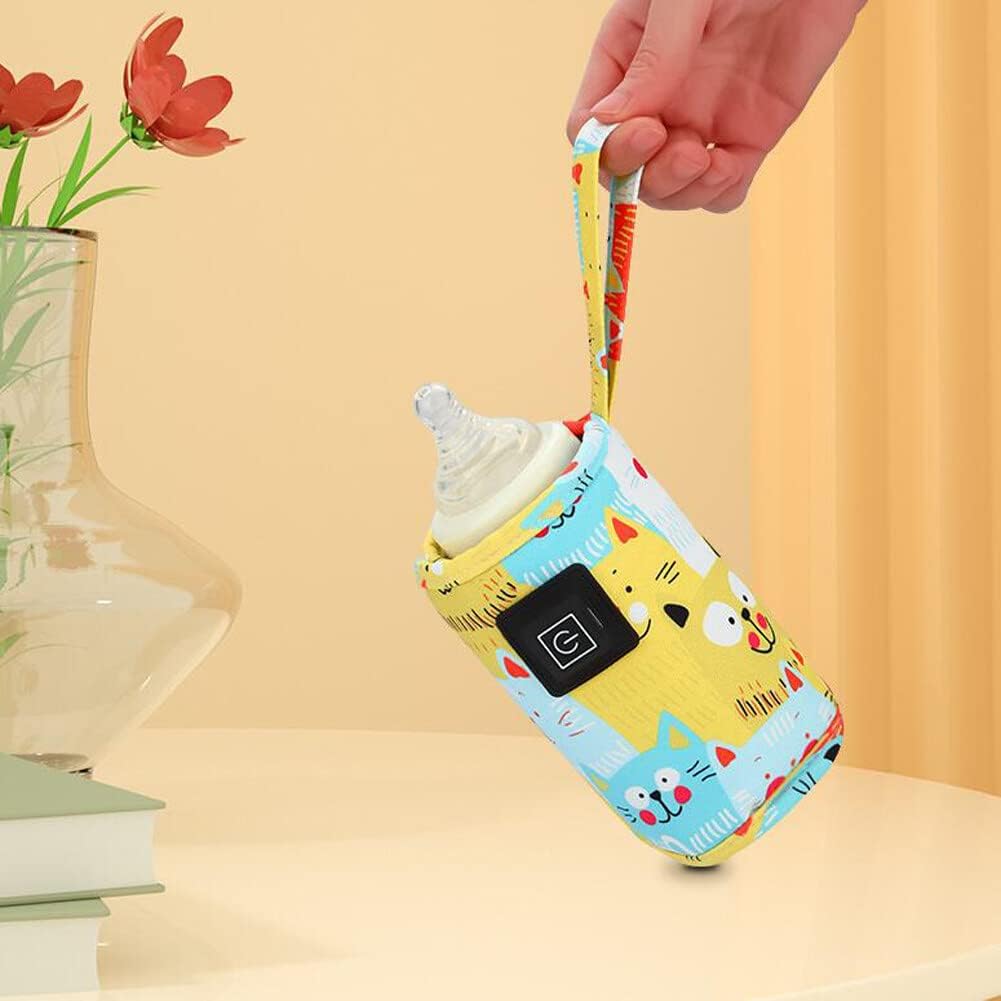 Portable Bottle Warmer,Adjustable 3 Temperature USB Travel Milk Heat Keeper Baby Bottle Heater Warming Bag Milk Heater Cover Bottle Warmer Insulation Bag,Rose