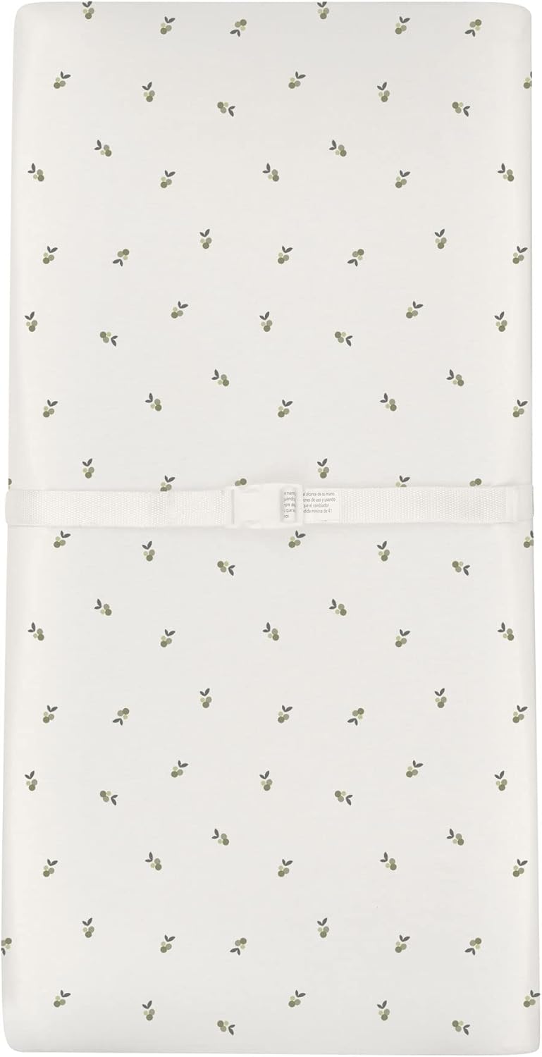 Ely's & Co. Patent Pending Waterproof Changing Pad Cover Sheets, 100% Cotton with Waterproof Lining – 2 Pack Fitted Cradle Sheet Set, Berry and Cluster Dot (Sage) 34” x 17”