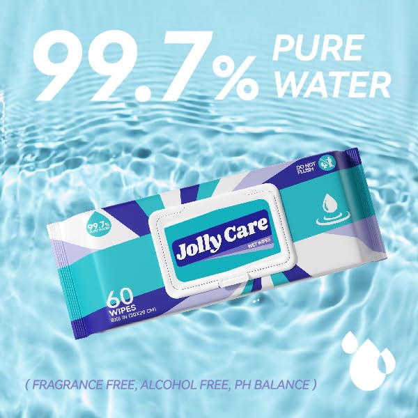 Wet Wipes for Adults, Adult Wipes for Hands and Body, Unscented Hand Wipes, Fragrance-free, Alcohol-free, 99% EDI Pure Water, 4 Flip-Top Packs (240 Wipes Total)