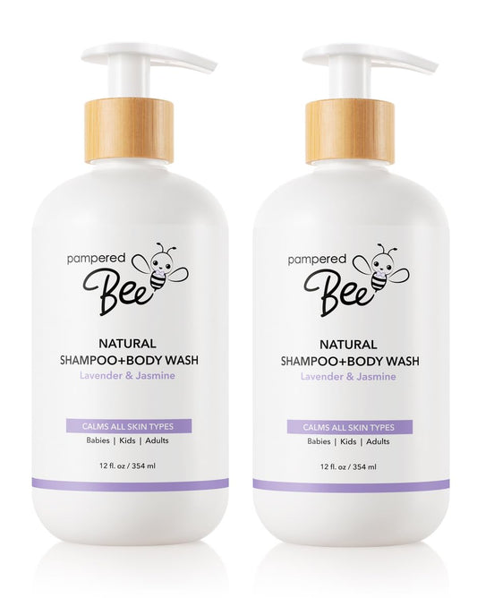 Shampoo & Body Wash (Lavender & Jasmine), 2-in-1 Natural Formula for Newborns, Toddlers and Kids - Cleanses and Softens the most sensitive skin, 12 oz (Pack of 2)