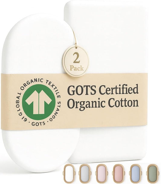 SNOO Compatible GOTS Organic Bassinet Sheets - Aegean Heritage Turkish Cotton 200 GSM - Feel The Quality at First Touch - Halo Bassinet / 100% Cotton SNOO Smart Sleeper Mattress (2 Pack) Boy & Girl
