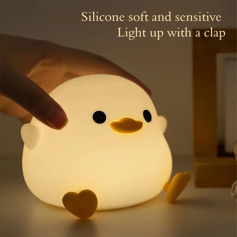 DoDo Duck Night Light, LED Cute Silicone Dimmable Nursery Lamp, Touch Sensor Lamp, RGB & Warm White Light for Kids, Bedrooms, Dorm Decor, and Gift Ideas(Battery)