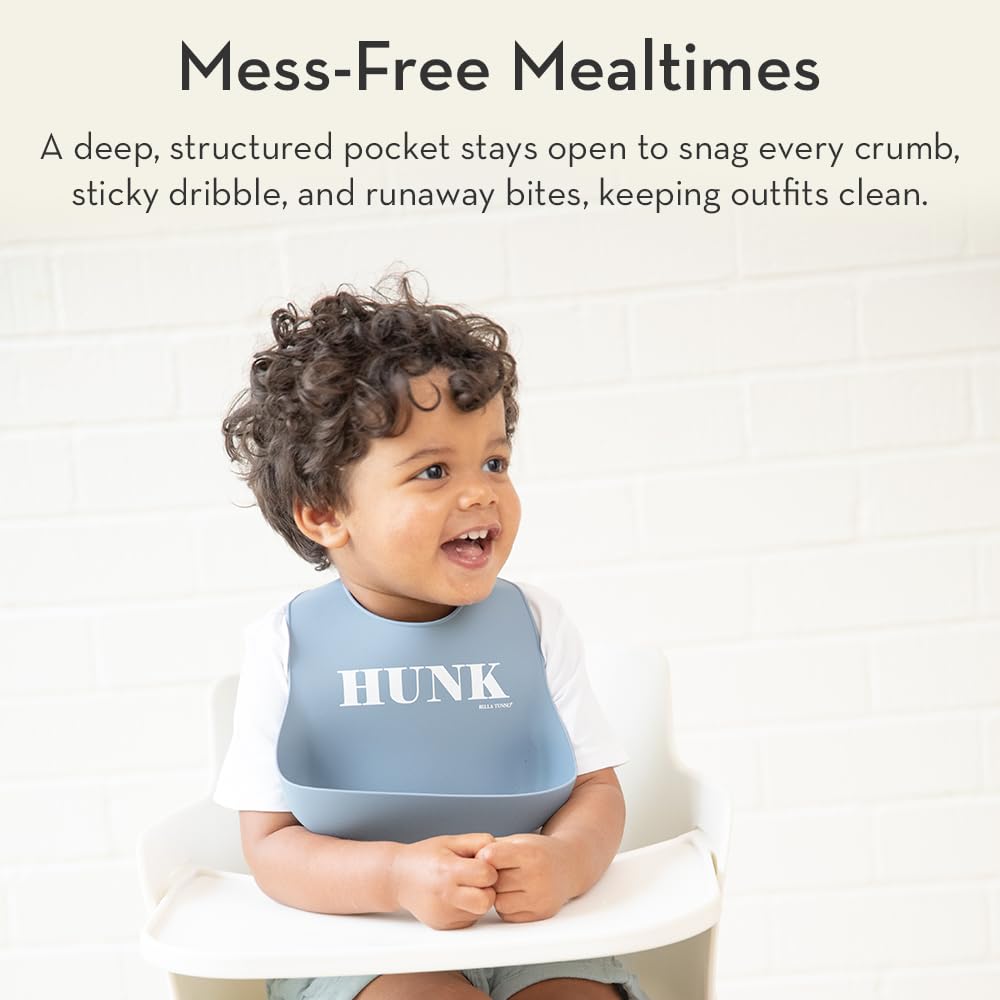 Bella Tunno Baby Bib for Eating, Waterproof Silicone Bib with Large Food Catcher, Adjustable Fit for Babies 4-12 months & Toddlers 1-3 Years, Boys & Girls, Pick Me Up