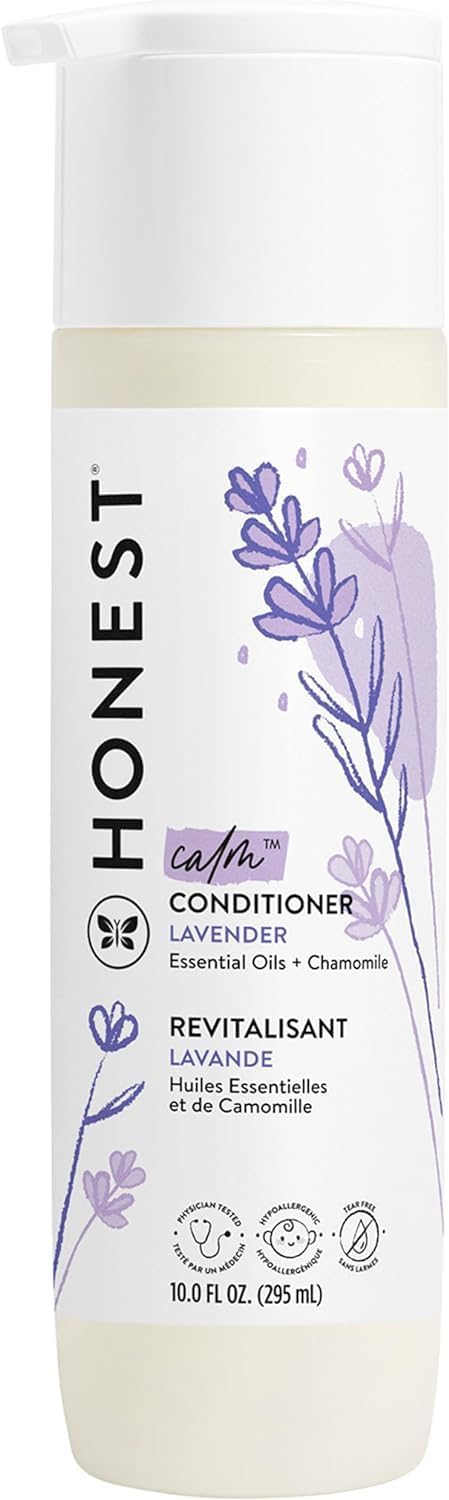 The Honest Company Silicone-Free Conditioner, Gentle Tear-Free Hypoallergenic Baby Hair Care with Naturally Derived Ingredients, Lavender Calm, 10 fl oz