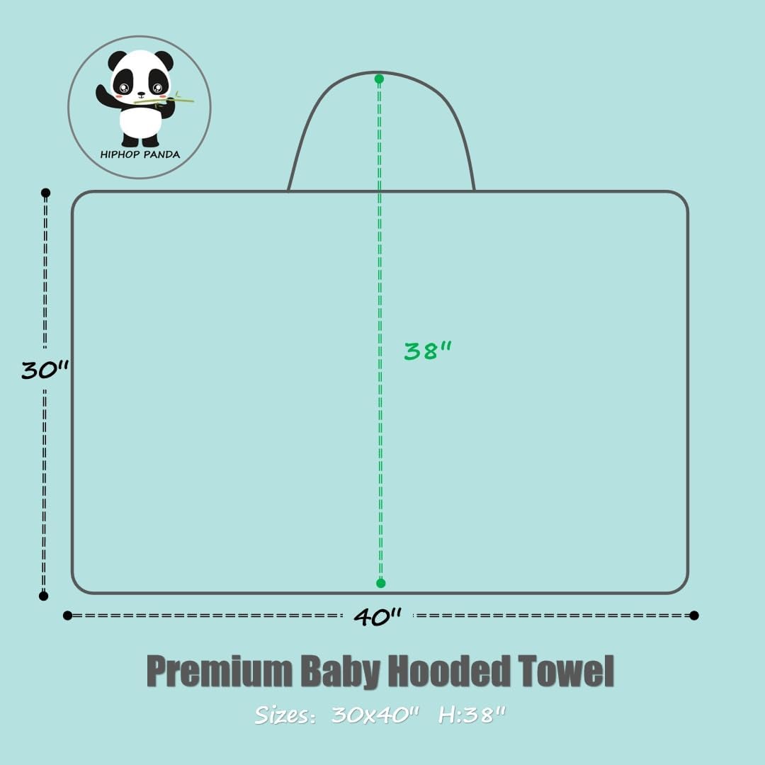 HIPHOP PANDA Hooded Towel - Rayon Made from Bamboo, Bath Towel with Bear Ears for Newborn, Babie, Toddler, Infant - Absorbent Large Baby Towel - Blue Elephant, 30 x 40 Inch