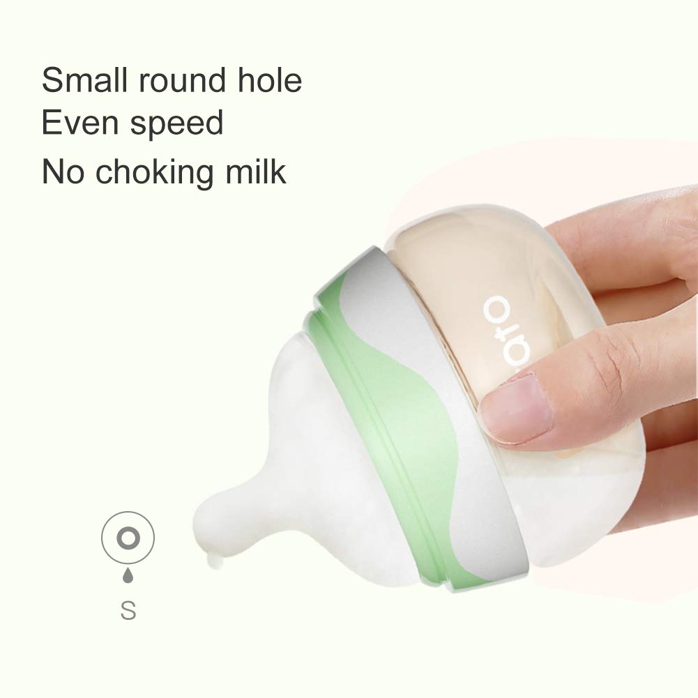 Breast Milk Baby Bottles for Newborn Baby PPSU Anti Colic Infant Bottles Wide Neck Breast-Like Nipple Slow Flow Breastfeeding Toddler Bottles-2pack (2.5oz/pc, Green)