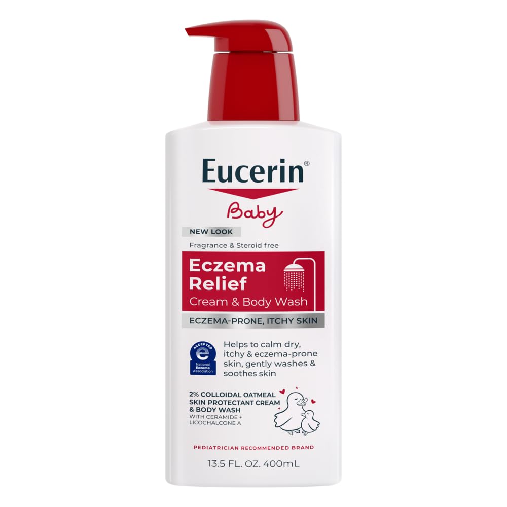 Eucerin Baby Eczema Relief Cream Body Wash, Fragrance Free Eczema Body Wash for Babies with Colloidal Oatmeal, 13.5 Fl Oz Bottle