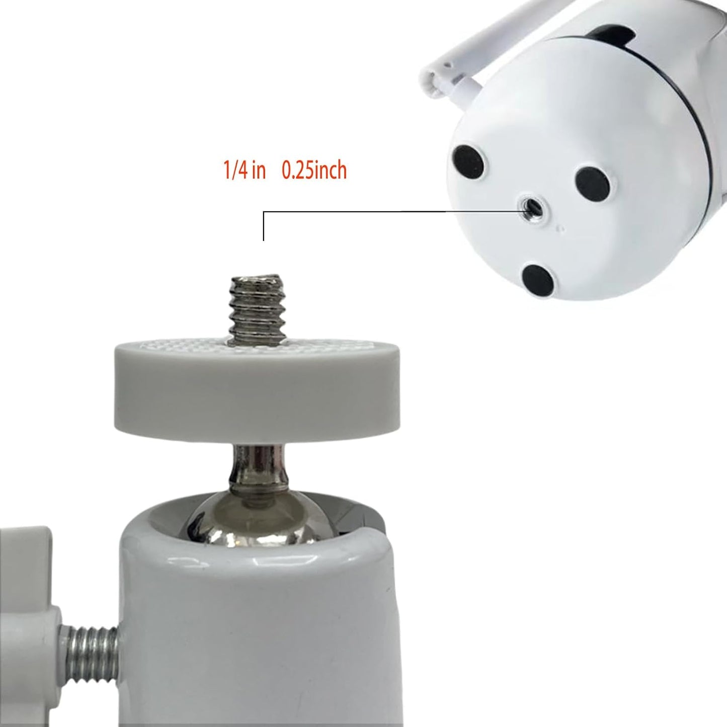 Baby Monitor Wall-Mounted Bracket for Battery-Powered Security Cameras, with Standard 1/4" Threaded Connection, Wall Sticker Installation White (Wall Stickers+Gimbal)