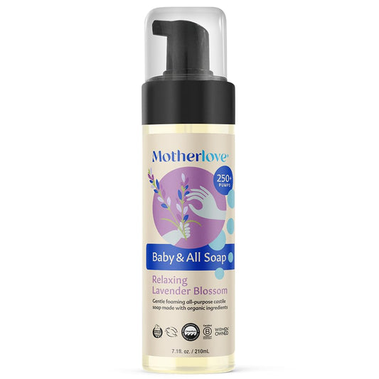 Motherlove Baby & All Soap (7.1 oz) Gentle Foaming All-Purpose Castile Soap Made with Organic Ingredients – Relaxing Lavendar Blossom