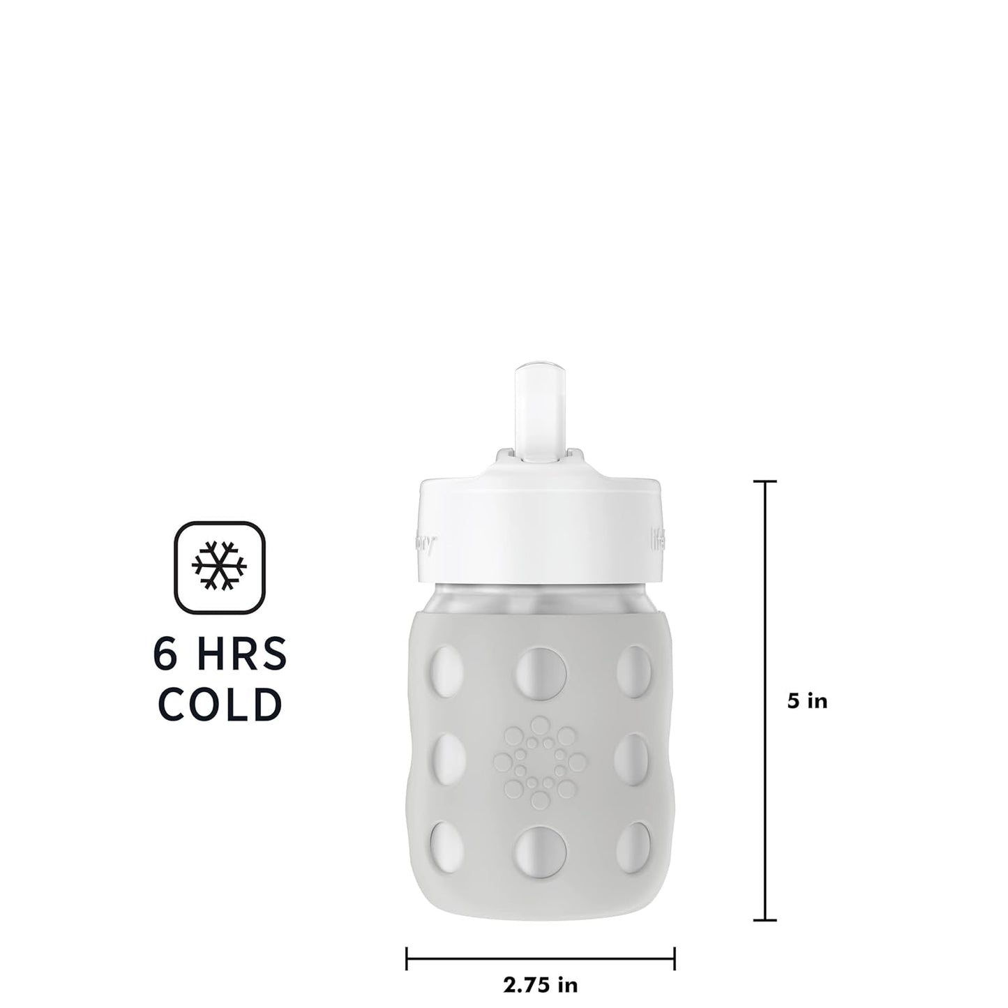 Lifefactory 8-Ounce Stainless-Steel Vacuum-Insulated Wide-Neck Baby Bottle with Straw Cap, Stone Gray (LS2241WCG4)