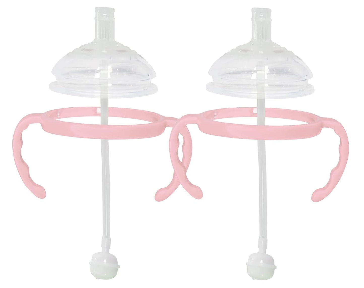 Botabee Straw Transition Cup Kit for Comotomo Baby Bottles | Conversion Kit Fits 5 & 8 Ounce Bottles | Soft, Silicone Straw Top Bottle Nipple & Weighted Straw to Help Baby - Pack of 2 (Pink)