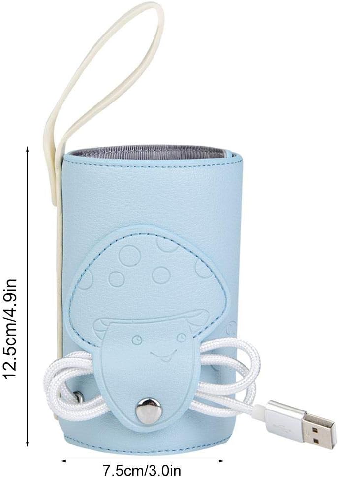 Qinlorgo Portable Bottle Warmer, 10W USB Microfiber PU, Blue