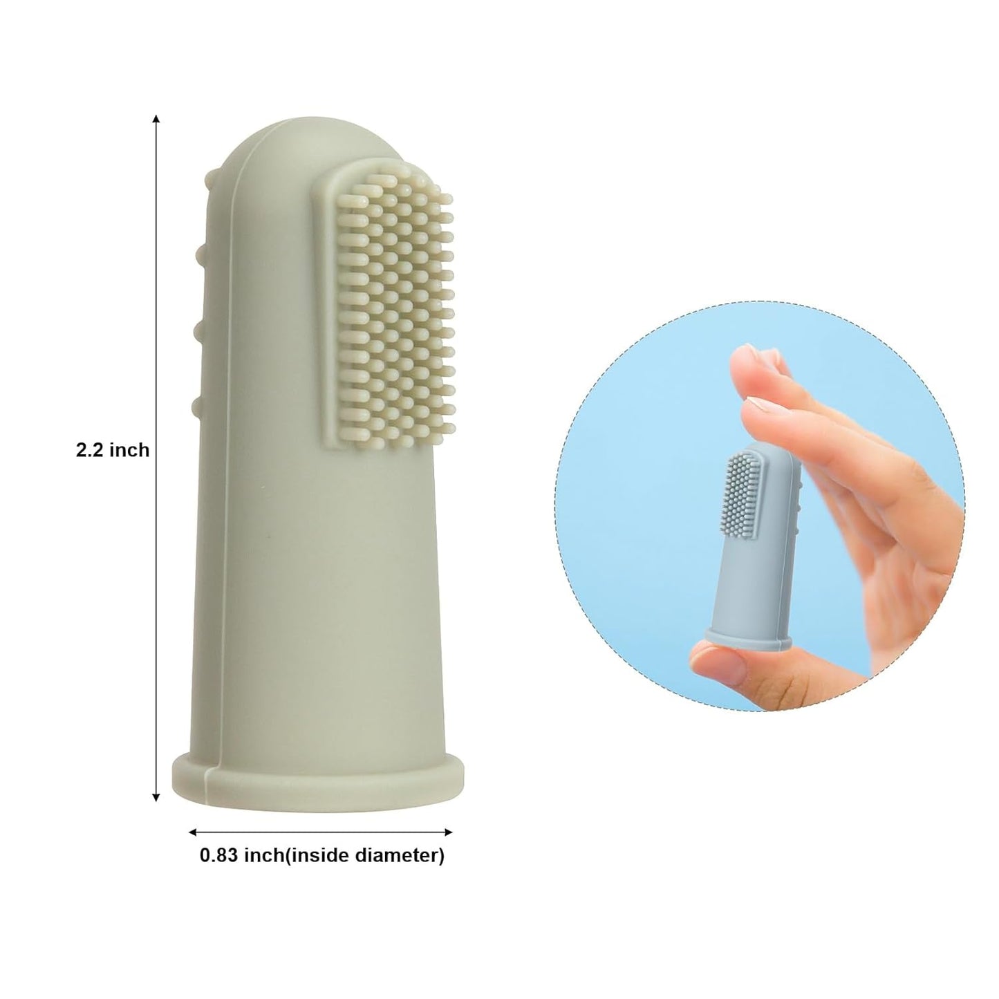 Baby Finger Toothbrush with Case, Food Grade Silicone, BPA Free, 2-Pack (Dusty Lilac+Apricot)
