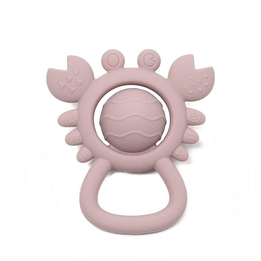 Baby Teething Toys Baby Rattle Toys Silicone Rattles and Teethers for Newborn Soft Infants Toddlers Crab Shake Rattle Chew Toy BPA Free Babies Boy and Girl Gift