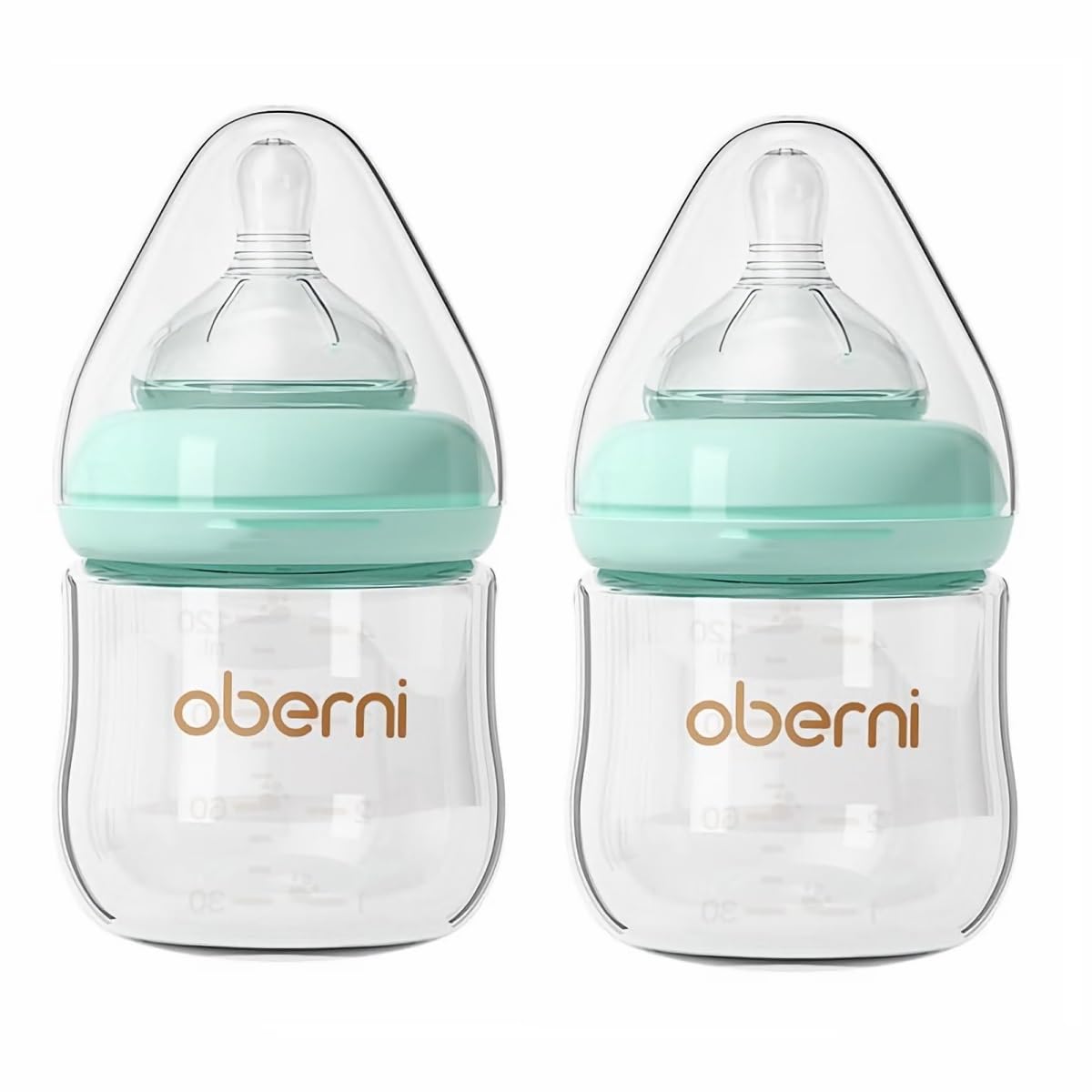Glass Baby Bottles,Anti Colic Breastfeeding Bottle with Natural Response Nipple Size S,Wide Neck Slow Flow Baby Bottle for Baby,Newborn,Preemie 0-3 0-6 Month,BPA Free (Blue, 2 Pack, 4 Ounce)