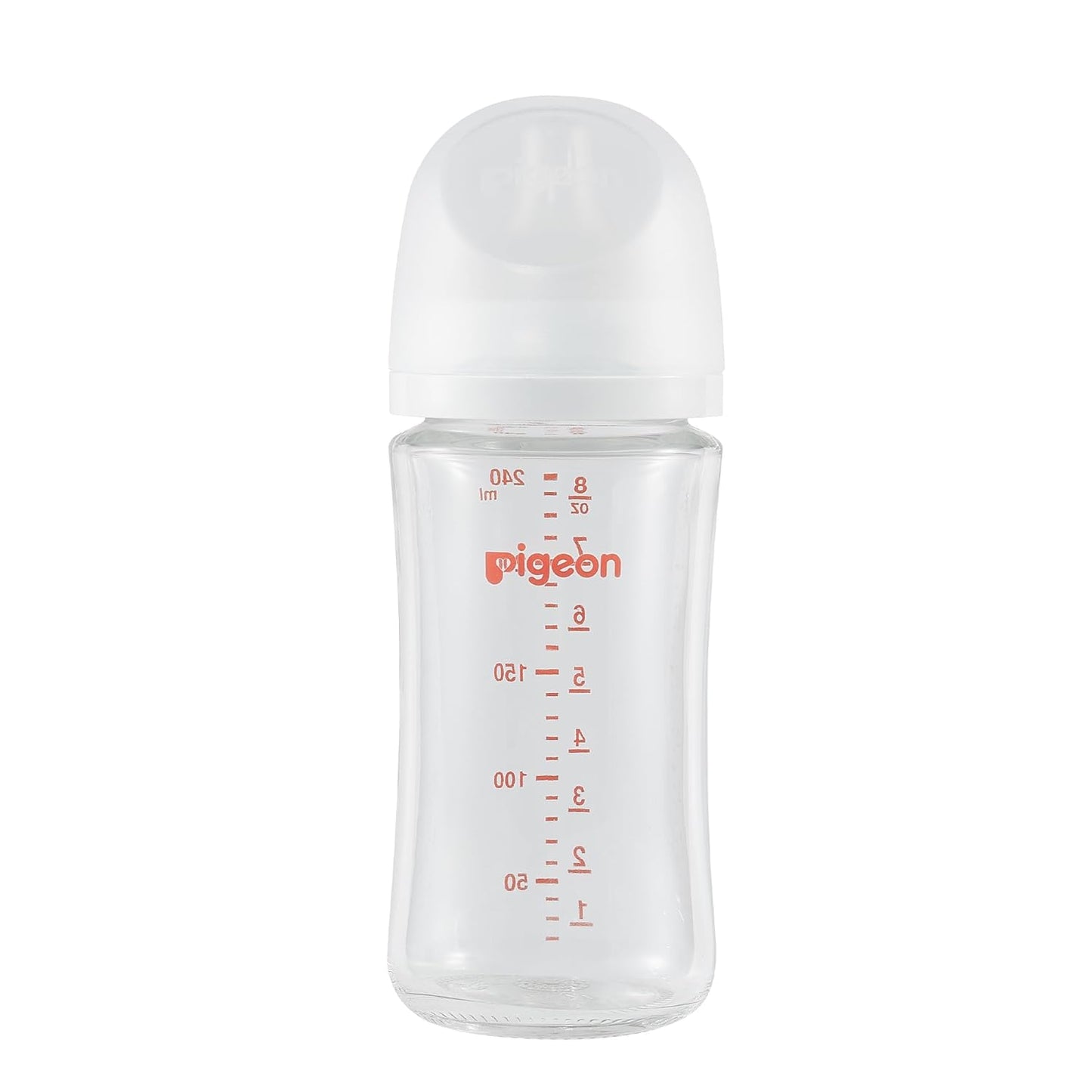 Pigeon Glass Nursing Bottle Wide Neck, Nurture & Nest, Anti-Colic, Streamlined Body, Natural Feel, Easy to Clean, Heat-Resistant, 8.1 Oz (Pack of 3), Includes 3pcs Stage 3 Nipples (3m+)