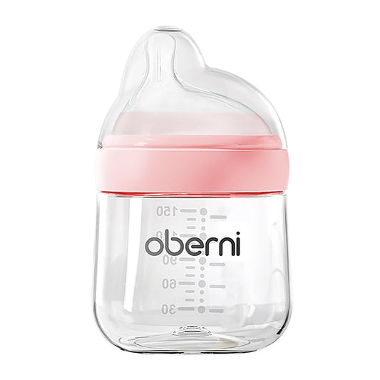 Baby Bottles with Off-Centered Natural Flow Nipple for 0+ Months Newborn, Pink/1Pack