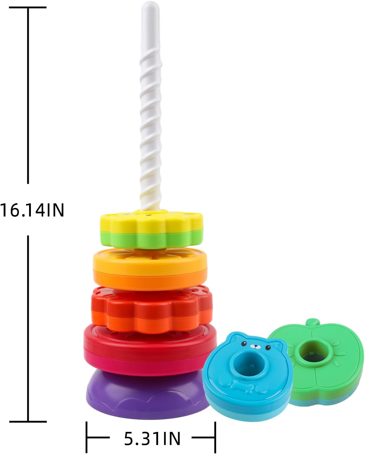 LBAIBB Spinning Stacking Toys,Spin Toy for Toddlers 1-3,Montessori Toys for 1 Year Old,Rainbow Spin Tower,Autism Sensory Learning Toy,Suitable for Gifts for Boys and Girls