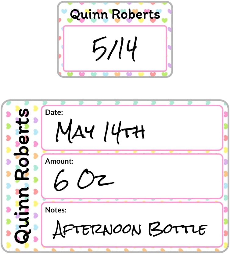 Name Bubbles - Reusable Baby Bottle Labels for Daycare (20 Labels) - Kids Washable Name Tags for Bottles, Sippy Cups, & Snack Containers, Waterproof, Baby Name Stickers, Write-On (Hearts)