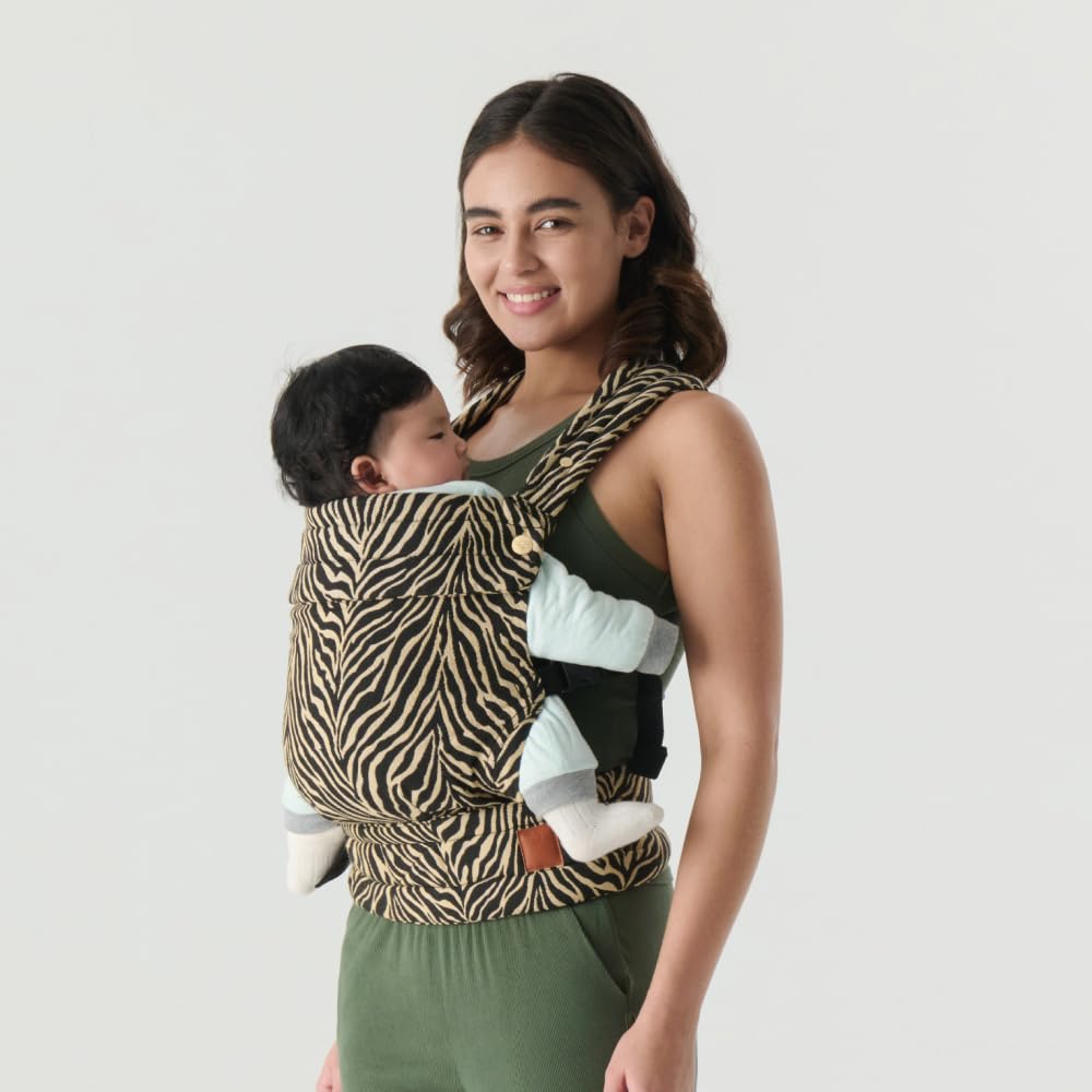 Baby Carrier for Newborns to Toddlers | Cozy Wrap with Lumbar Support | Soft Fabric, 7-35lbs Adjustable Fit | Brown Zebra Pattern