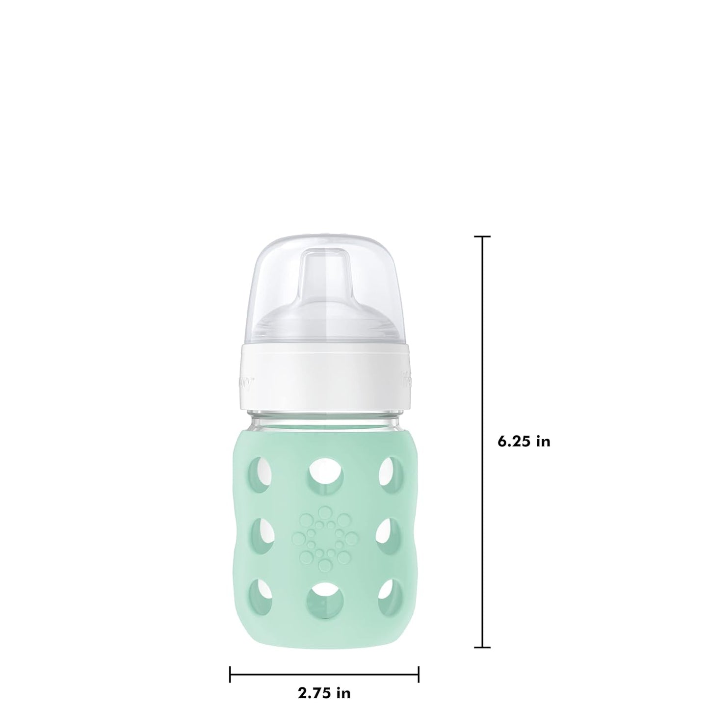 Lifefactory 8-Ounce Wide Neck Glass Baby Bottle with Protective Silicone Sleeve and Sippy Spout, Mint (LG2251WMI4)