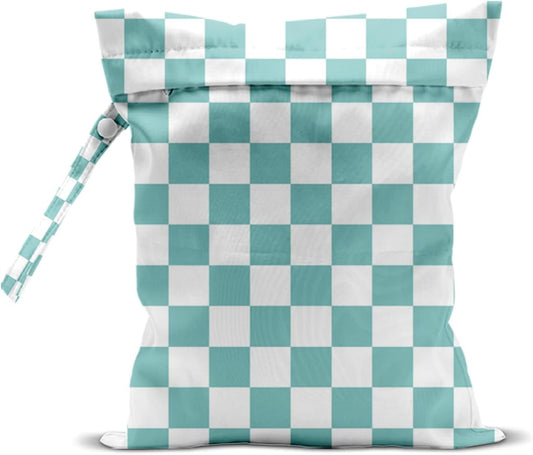 Wet Bag for Swimsuit, Beach Travel Essentials Wet Dry Bag, for Sunscreen Toiletry Dirty Clothes Yoga Gym Diaper, Friends Summer Beach Vacation Gifts. Blue white plaid