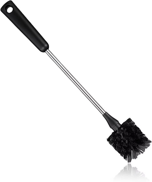 Black Water Bottle Brush, 15 Inches Stainless Steel Long Handle Bottle Cleaner and Scrubber, Kitchen Cleaning Brushes for Cups, Tumblers, Coffee Mugs, Wine Glasses and Wine Decanters