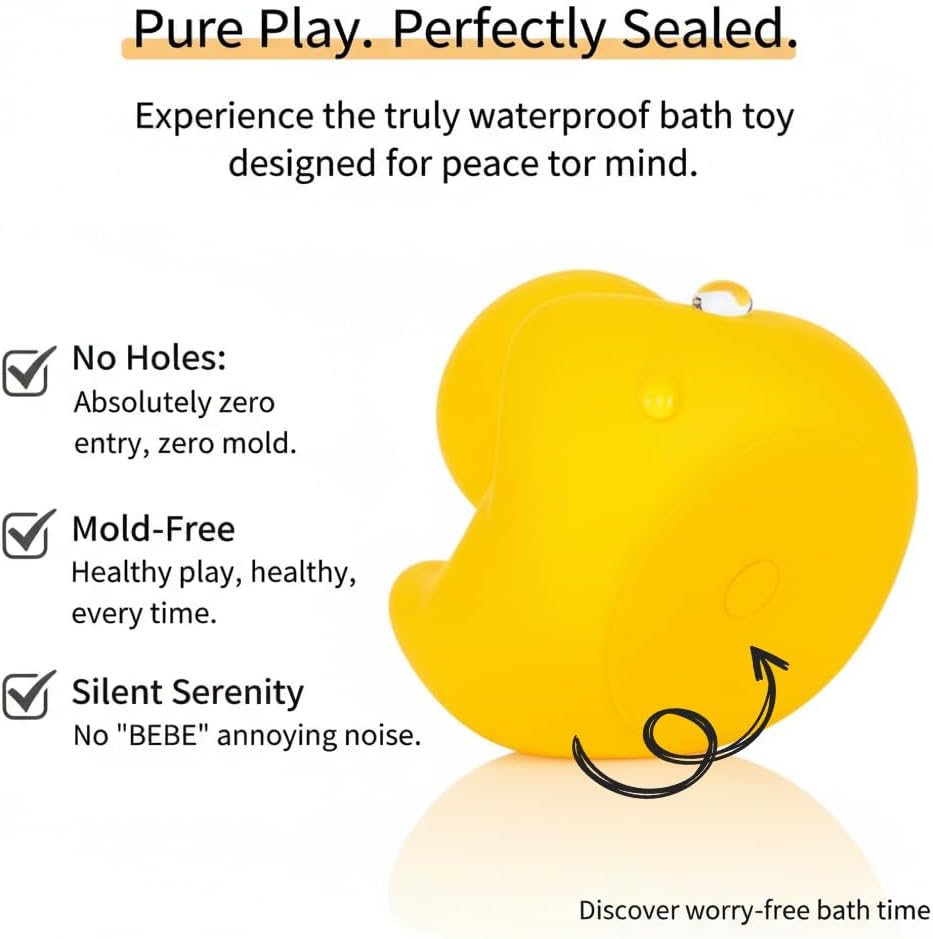Rubber Yellow Duck,Waterproof No Hole No Squeak 5 Pcs 3.4 Inch No Bebe Noise Ducky Bath Pool Toy Without Hole for Kid Shower Bathtub Toy Birthday Party Decor Cake Topper in Bulk