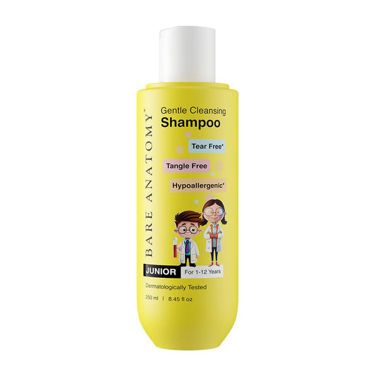 Bare Anatomy Junior Gentle Cleansing Shampoo For Kids from 5-12 Years | Tear-Free & Hypoallergenic pH 5.5 | Coconut Milk Protein, Almond Oil, Vitamin E & Strawberry | SLS & Paraben Free 8.8 Floz