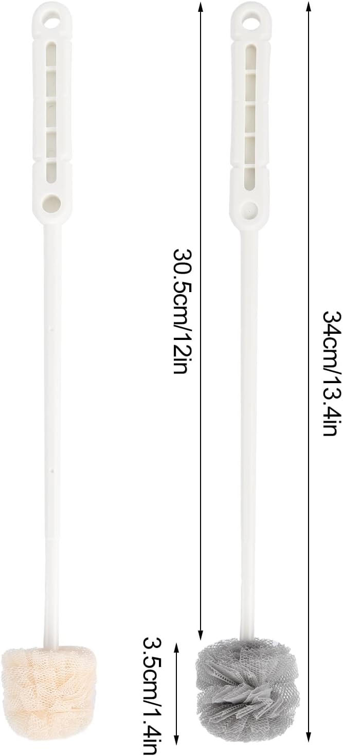 360° Flexible PP Bottle Brush – 13.3" Long Handle Narrow Bottle Cleaning Brush for Baby Bottles, Water Bottles, Sports Bottles & Travel Mugs, Includes 2 Hooks, 2 Pack, Gray & White