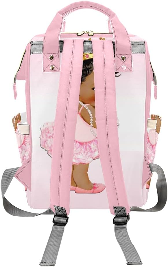 Pink Cute Golden Hat Girl Diaper Bags with Name Waterproof Mummy Backpack Nappy Nursing Baby Bags Gifts Tote Bag for Women One Size