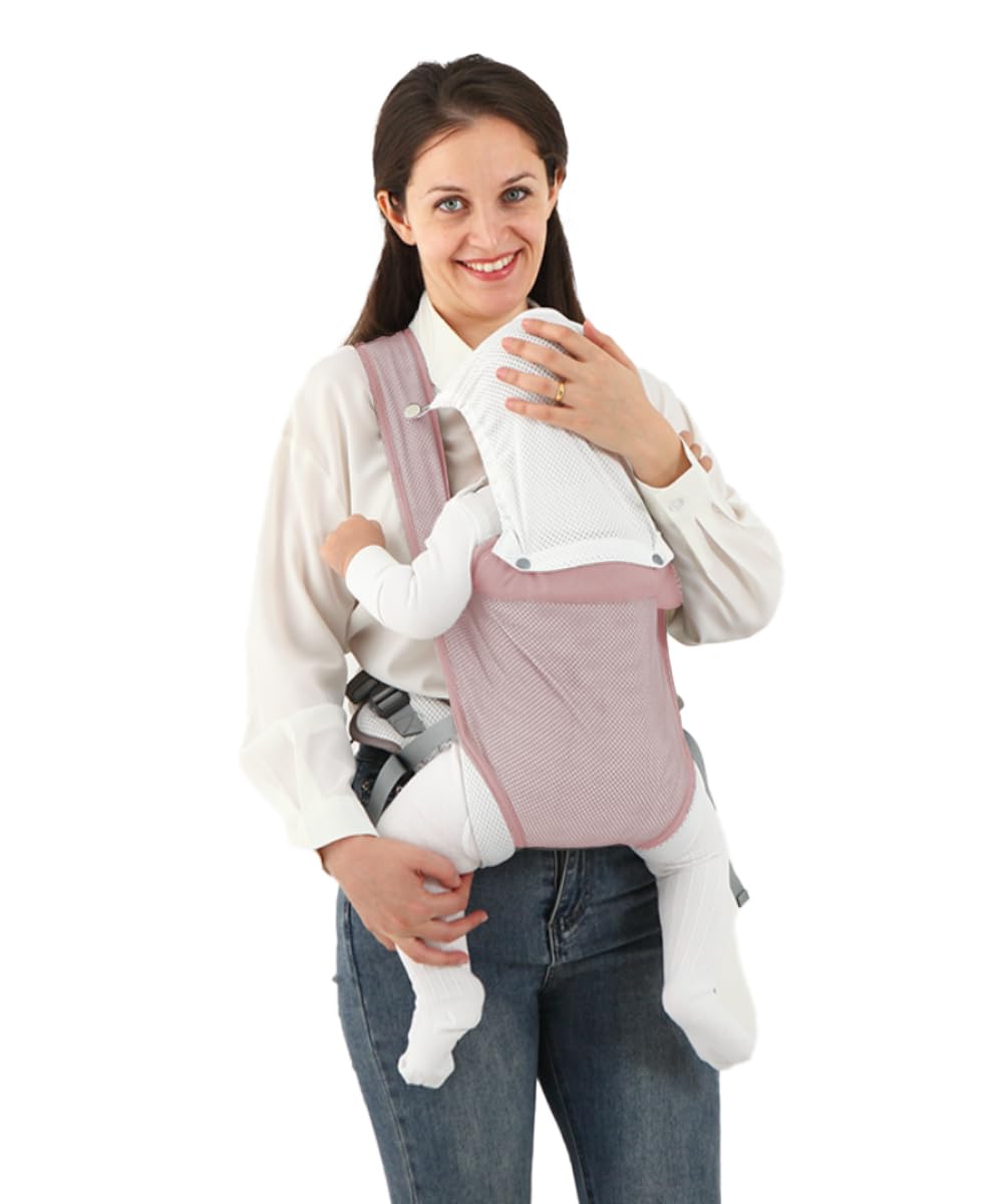 Baby Carrier Newborn Wrap,Ergonomic Infant Soft Carriers for Toddler 7-45 lbs,Adjust Back Strap/Waist Belt,4-in-1 Babe Carrier Front&Back,for Hiking Travel or Everyday Family Events-solid color (Pink)