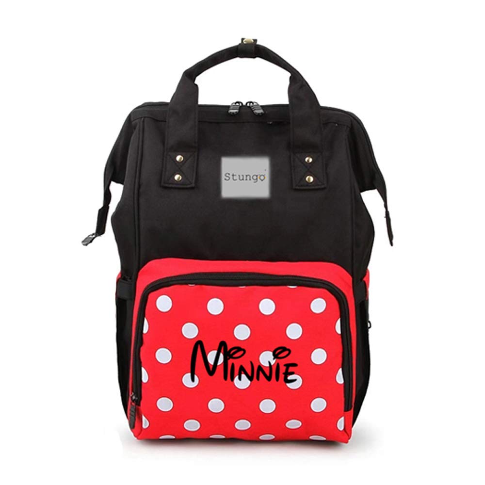 Personalized Large Diaper Bag Knapsack/Tote Bag/Backpack -Custom Monogram Embroidered for Infant/Baby Bag/ (Minnie)