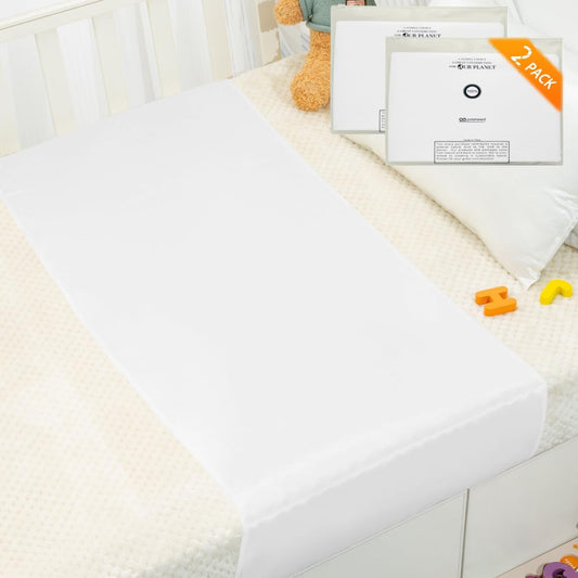 PROMEED 2 Pack 23 Momme Silk Crib Slip for Baby Hair, No More Bed Head and Baby Bald Spots, 100% Silk Crib/Bassinet Sheets for Baby Boy/Girl (White)