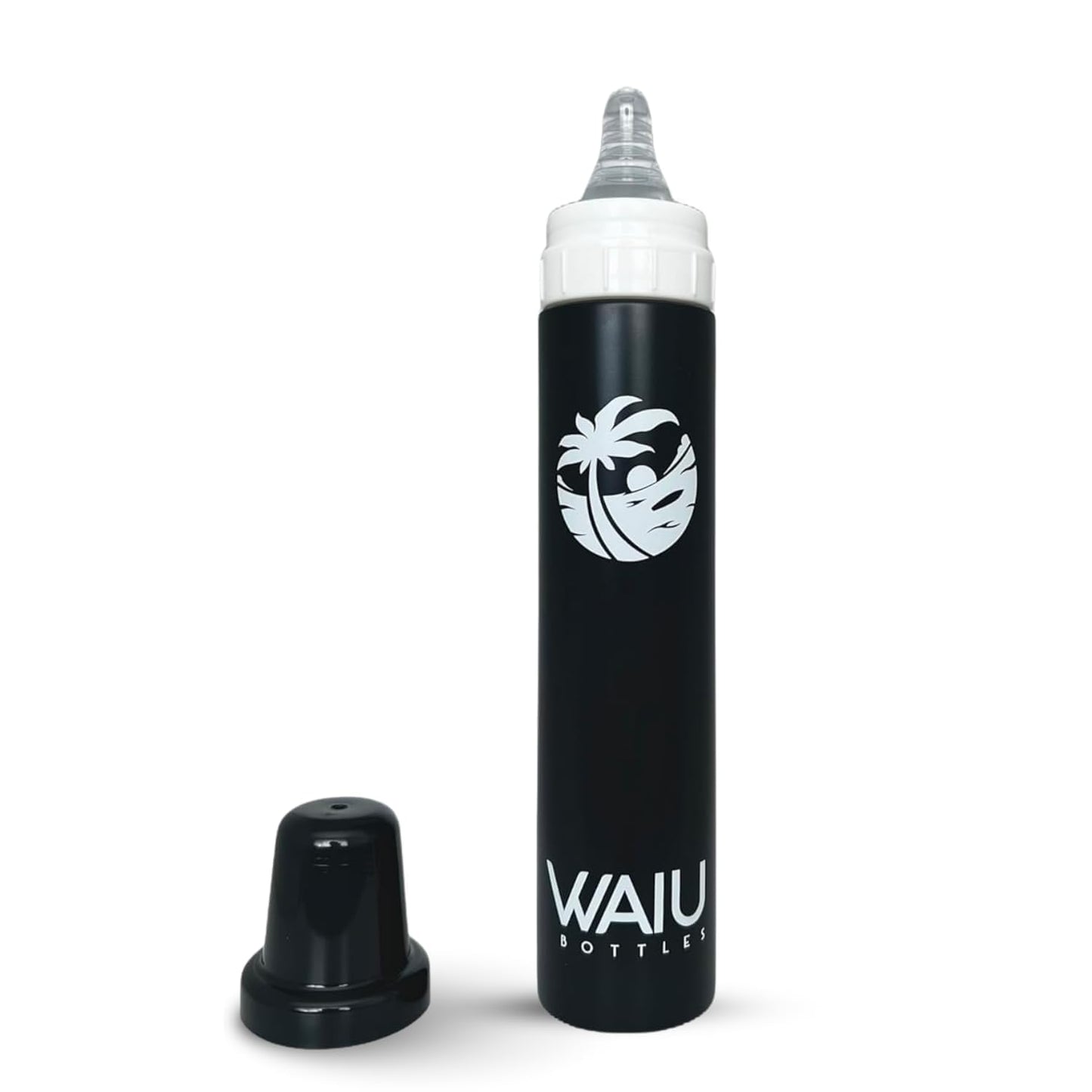 Waiu Insulated Stainless Steel Baby Bottle BPA-Free | Keeps Drinks Hot for 8 Hours, Cold for 24 Hours | 4 oz. (Black)