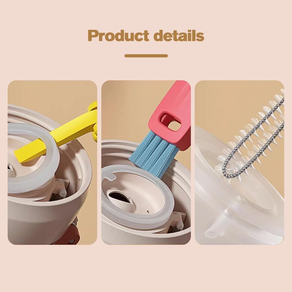 3 in 1 Cup Lid Cleaning Brush, 2025 Multifunctional Crevice Cleaning Brush for Bottle Gap Tight Spaces Cup, Cup Lid Gap Cleaning Brushes Set for All Kinds of Cups and Bottles (Orange)