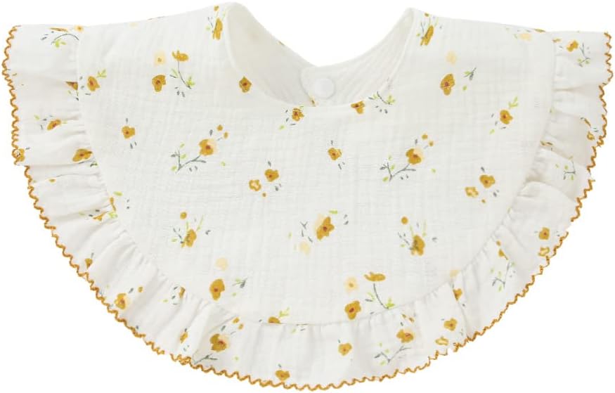 Nishine 4 pcs Unisex Baby Muslin Bandana Drool Bibs 360 Degree Rotatable Cotton Teething Feeding Drooling Bibs for Boy Girl