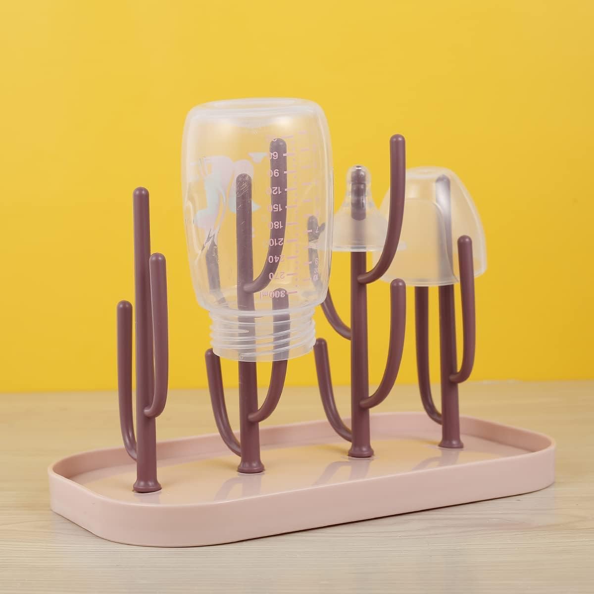 Baby Essentials,Bottle Drying Rack,Baby Bottle Drying Rack,Drying Rack for Kitchen Counter,Detachable Bottle Dryer Holder with Base.for Nipples,Cups,Pump Parts and Accessories(Pink)