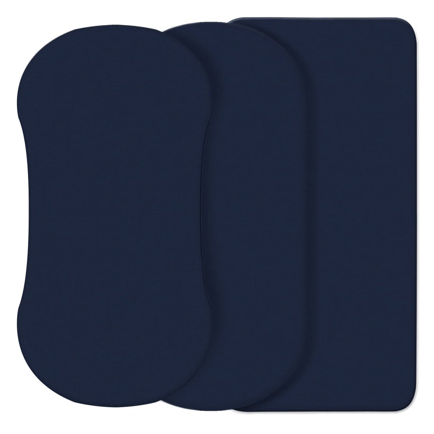 CaSaJa Navy 3 Pack Bassinet Sheet Set, Silky Soft Handfeel with Comfy Napping Surface for Baby Boy and Girl, Flexible Fits Various Kinds of Cradle and Bessinet Mattress Up to 15" x 30" and Breathable