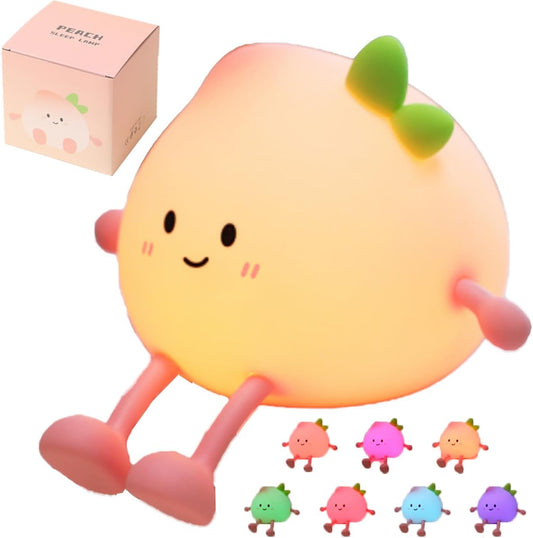 Peach Night Light for Adults Kids,Cute Silicone Dimmable Sleeping and decoration Nightlight, Rechargeable Bedside Touch Table Lamp for Breastfeeding Christmas Gifts Lover Kids Kawaii Room Decor