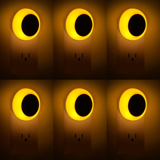 KINUR 6 Pack Amber Night Light, LED Night Lights Plug into Wall with Dusk to Dawn sensors, Plug in Night Lights for Kids Room, Bedroom, Bathroom, Baby Nursery,Stair Lights, Hallway Light