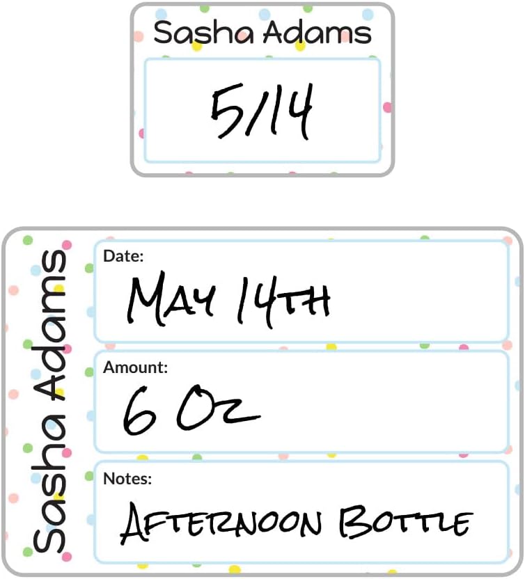 Name Bubbles - Reusable Baby Bottle Labels for Daycare (20 Labels) - Kids Washable Name Tags for Bottles, Sippy Cups, & Snack Containers, Waterproof, Baby Name Stickers, Write-On (Pom Pom)