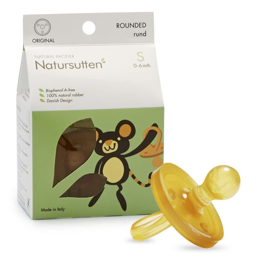 Natursutten Pacifiers 0-6 Months - 1-Pack Original Shield Round Nipple Natural Rubber Safe & Soft BPA-Free for Breastfeeding Babies - Newborn Pacifiers Made in Italy