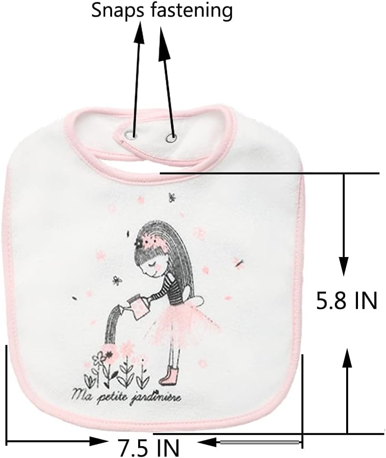 Maiwa Waterproof Terry cloth Baby bibs with Snaps for newborn girl boy, drool and teething for baby