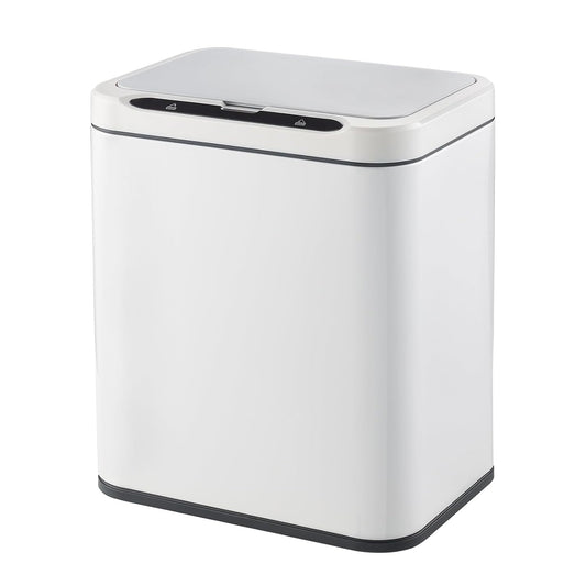 ELPHECO Stainless Steel Office Trash Can Motion Sensor Garbage Can Touchless Smart Trash Can Automatic Waste Bin for Kitchen, Office, Bathroom (White, 3.5 Gallons)