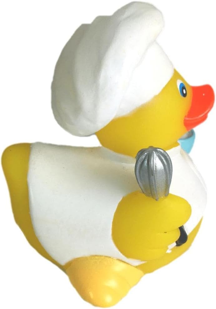 3" Chef Rubber Duck [Sealed Hole, Floats Upright] - Baby Safe Bathtub Bathing Toy