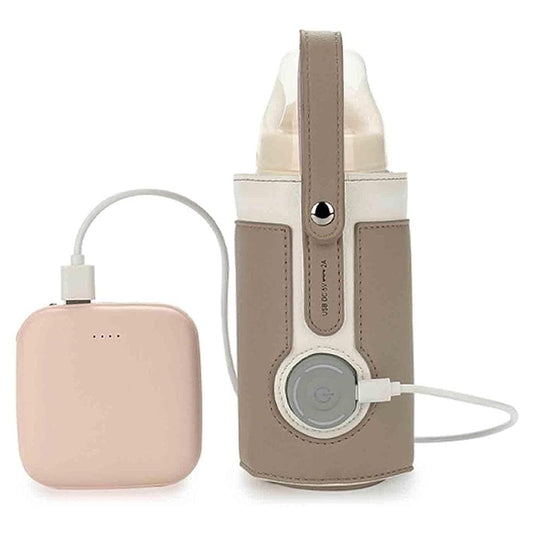 3 Temperature Adjustable Portable Baby Bottle Warmer, Portable Car Travel Bottle Warmer USB Milk Heat Keeper Baby Bottle Warmer (Dark brown)