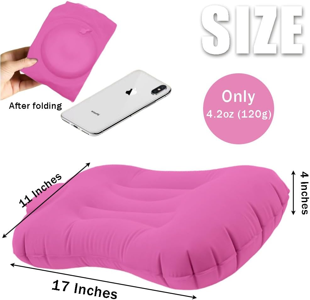 Portable Lightweight Mini Inflatable Pad,Stadium Booster Seat Bleacher Cushion,Foldable Waterproof Sitting Pad to Raise Height for Outdoor Camping Hiking Beach Office (Pink)